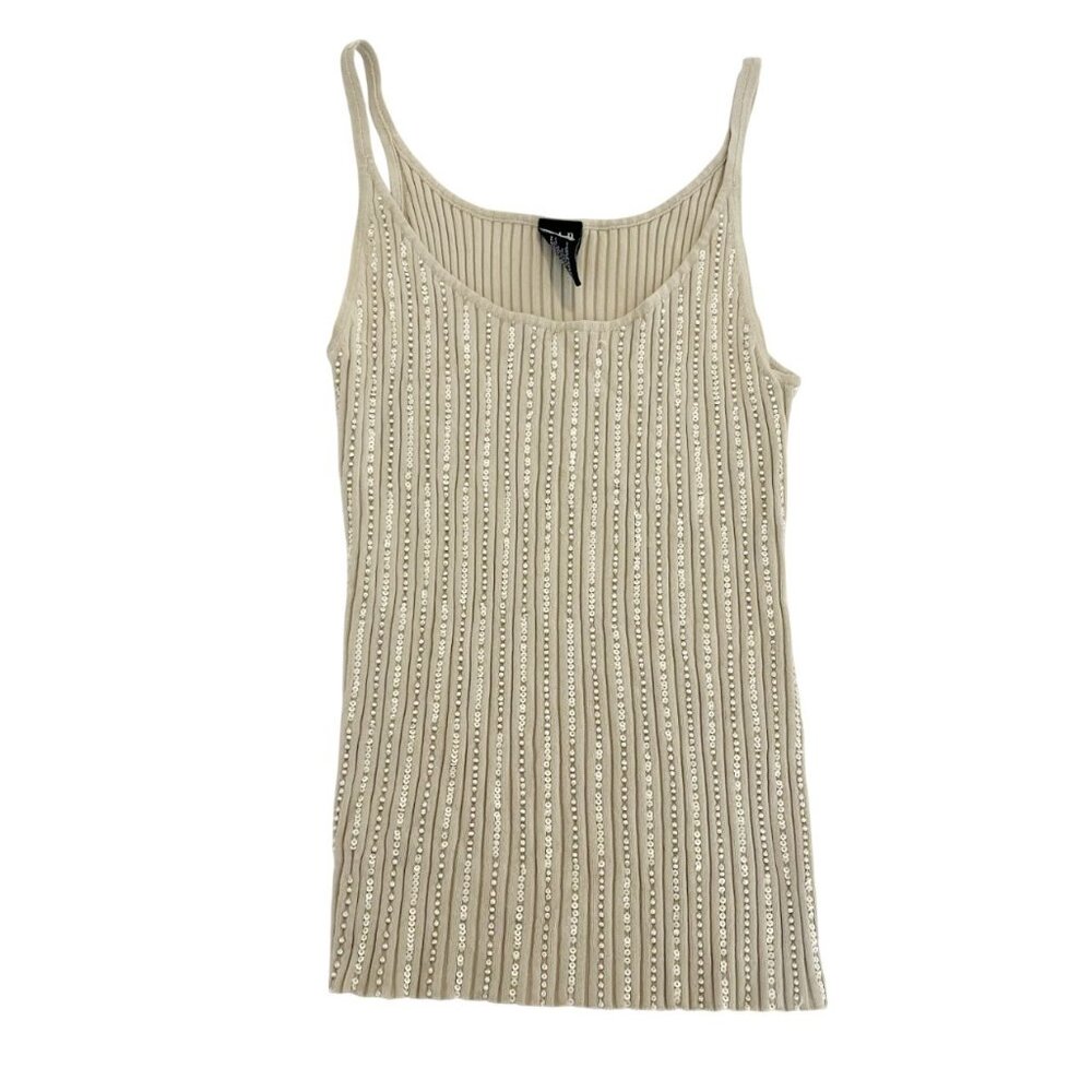 Vintage GAP Ribbed Knit Beaded Cami Tank Top Y2K Preppy Minimalist - Size Small